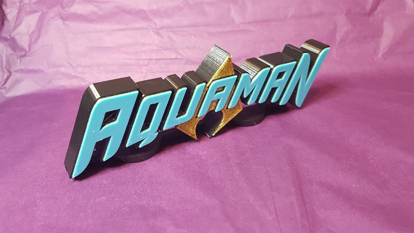 Aquaman - 3D printed logo, desk or wall mounted.