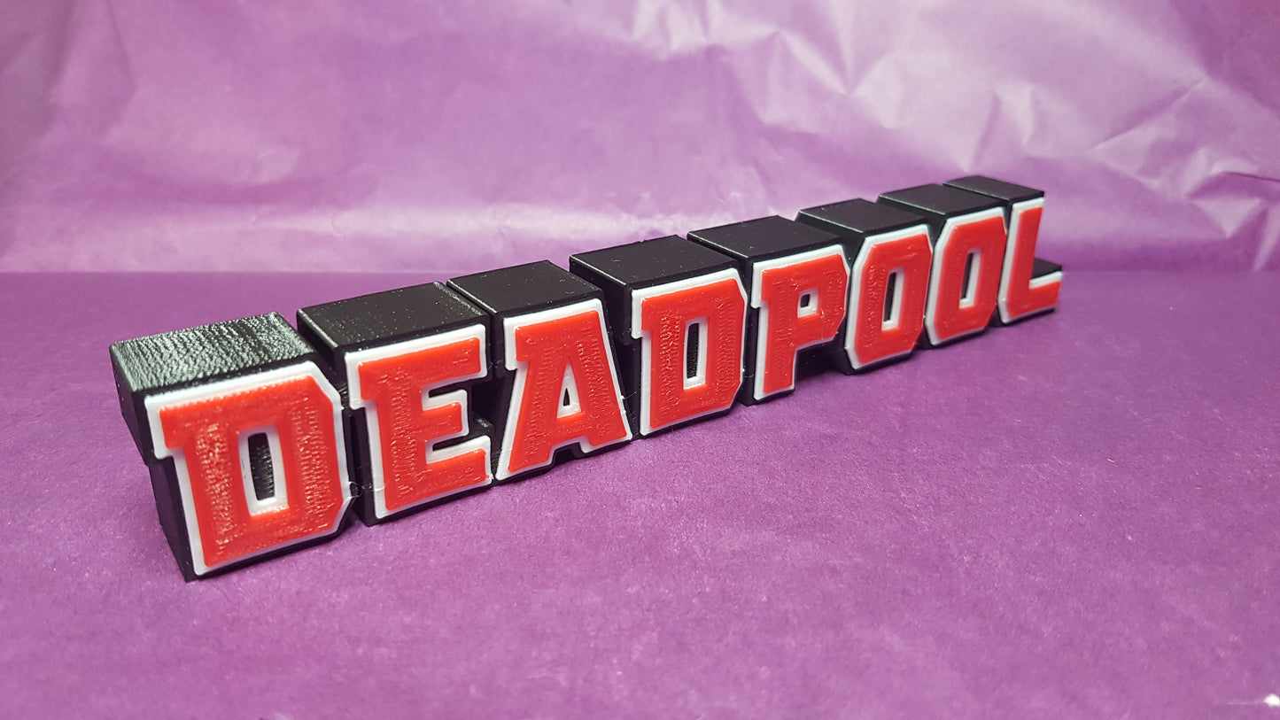 Deadpool - 3D printed logo, desk or wall mounted.