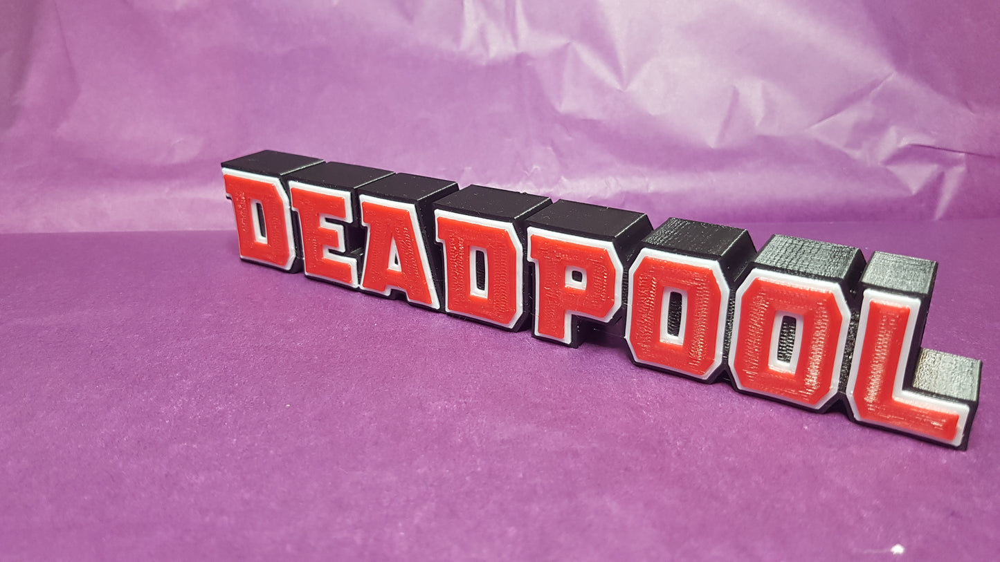 Deadpool - 3D printed logo, desk or wall mounted.