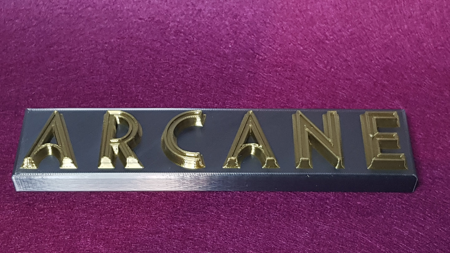 Arcane - 3D printed logo, desk or wall mounted.