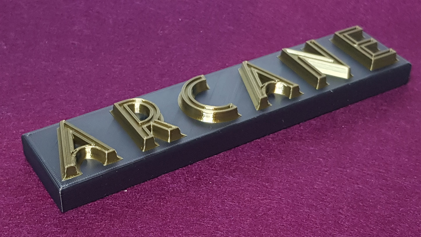 Arcane - 3D printed logo, desk or wall mounted.