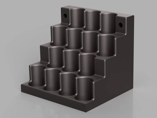 3D Print file - Storage for 250mm bottles. 14 spaces for 50.5mm dia 170mm tall bottles.