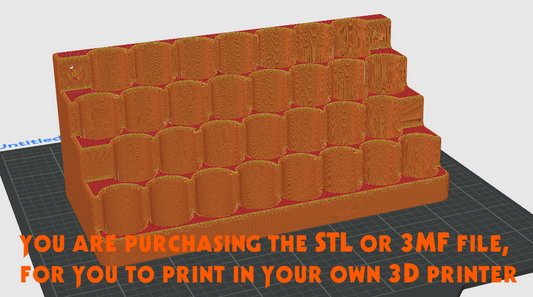 3D Print file - Storage for 50ml bottles. 30 spaces for 32mm dia 107mm tall bottles.