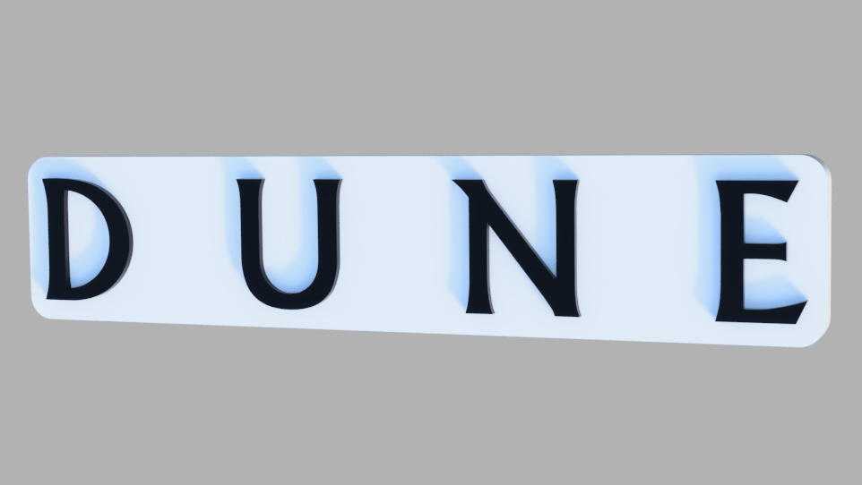 Stylized 'DUNE' text on a gray background