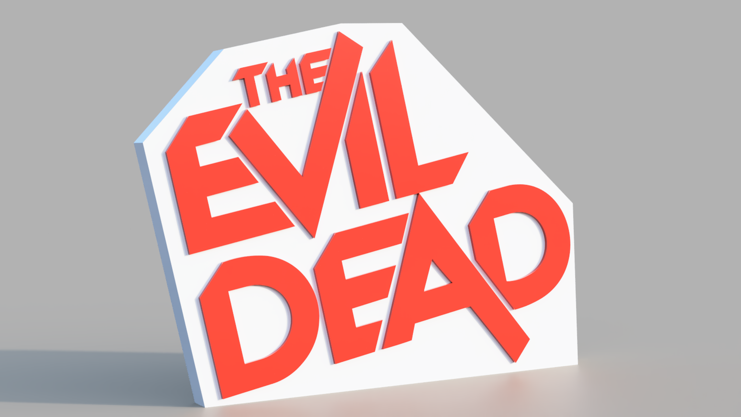 3D logo of 'The Evil Dead' with red text on a white background