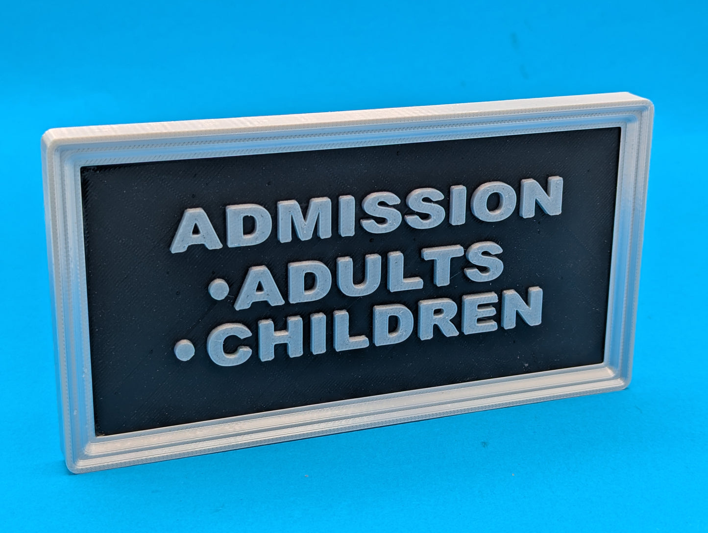 Ticket booth ADMISSIONS SIGN - 3D printed logo, desk or wall mounted.
