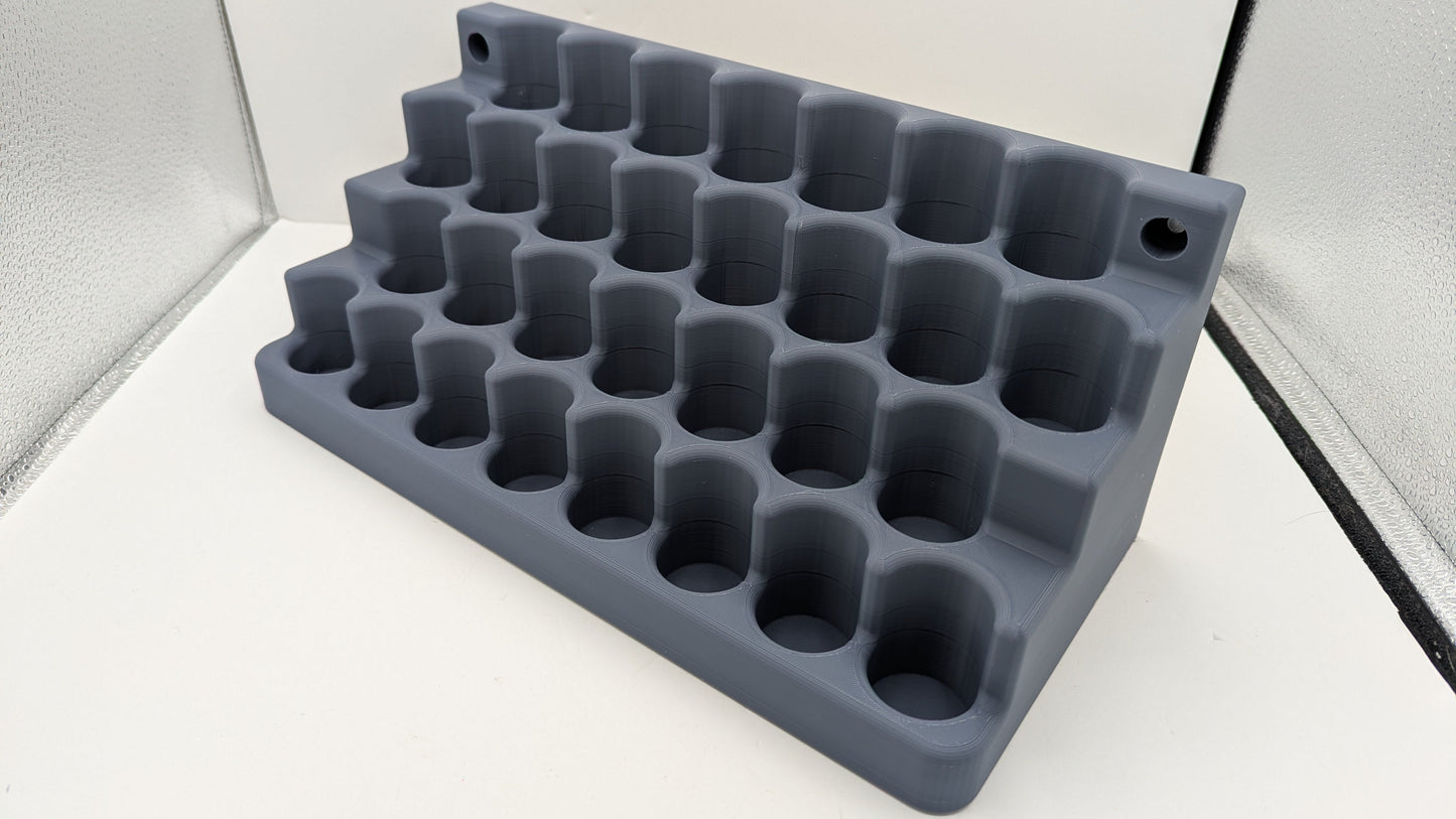 3D Print file - Storage for 50ml bottles. 30 spaces for 32mm dia 107mm tall bottles.