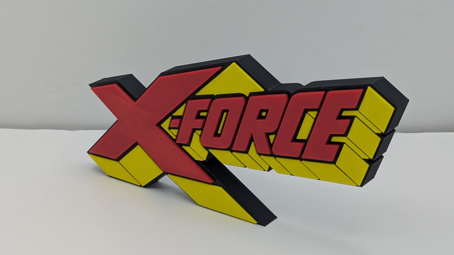 X-Force logo in red, yellow, and black on a gray background