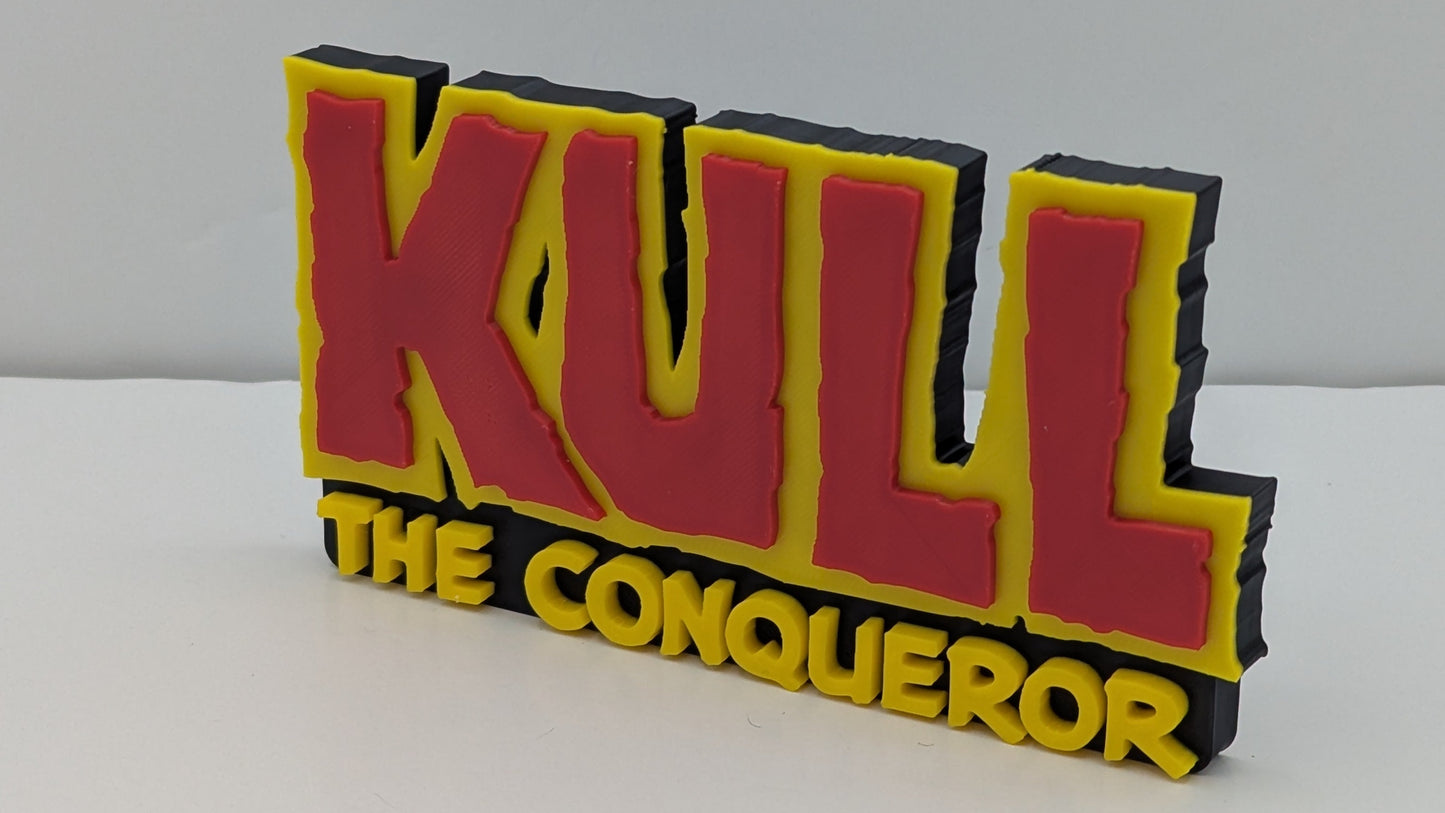 Kull the conquerer on red and yellow on a black background