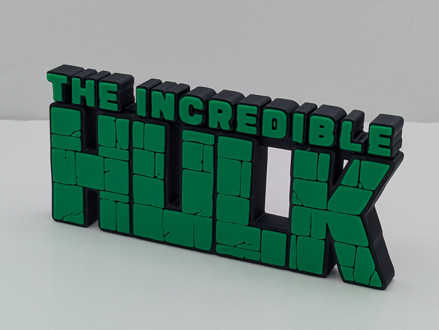 3D text model of 'The Incredible Hulk' logo on a white background