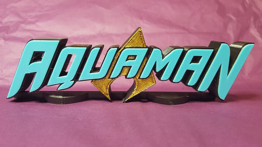 Aquaman - 3D printed logo, desk or wall mounted.
