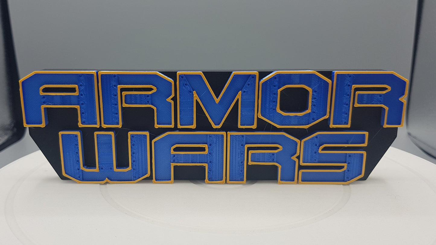 Armor Wars  - 3D printed logo for desk or wall mount.