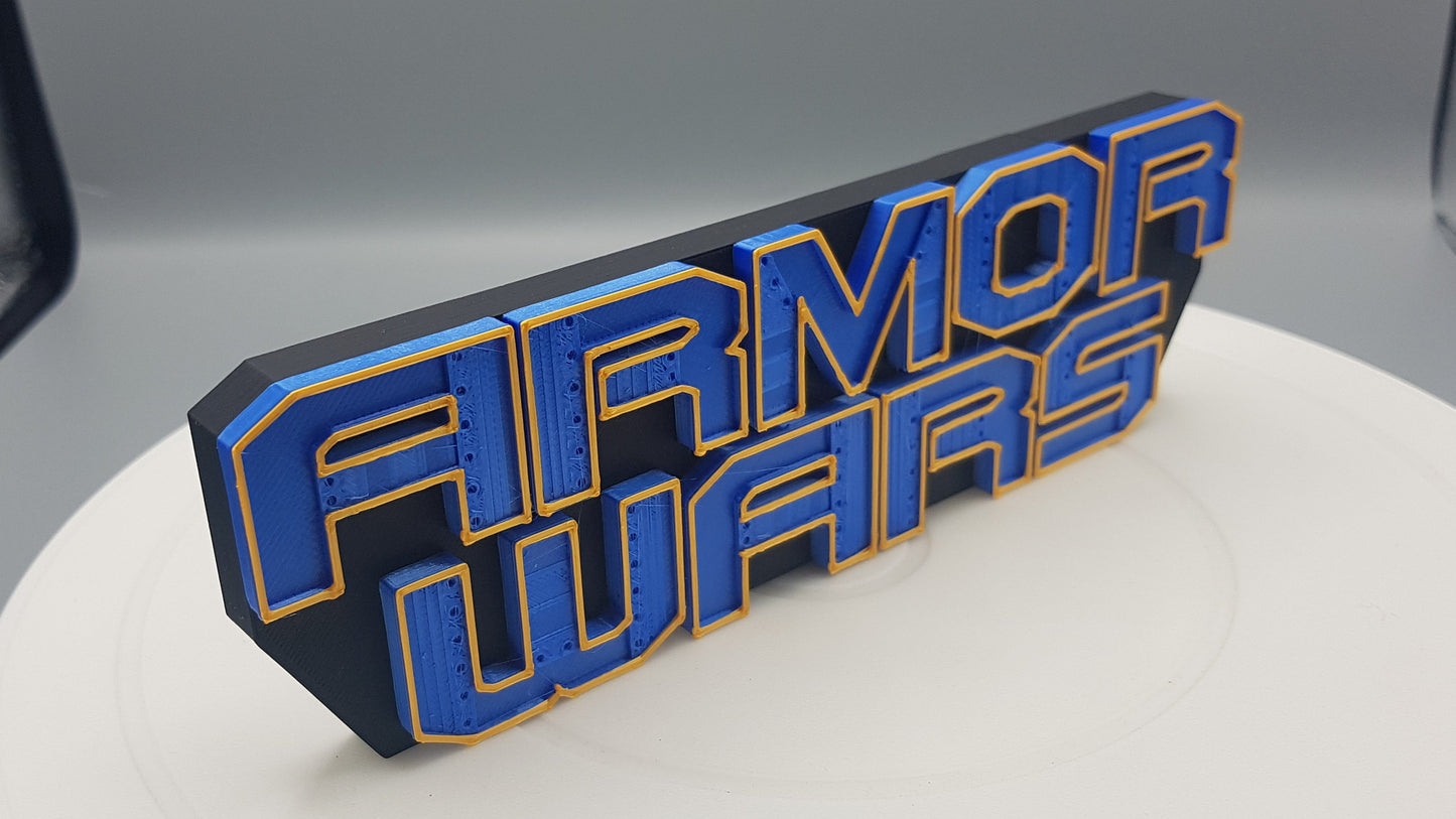 Armor Wars  - 3D printed logo for desk or wall mount.