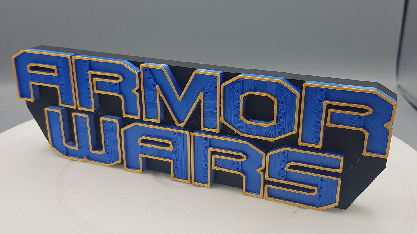 Armor Wars  - 3D printed logo for desk or wall mount.