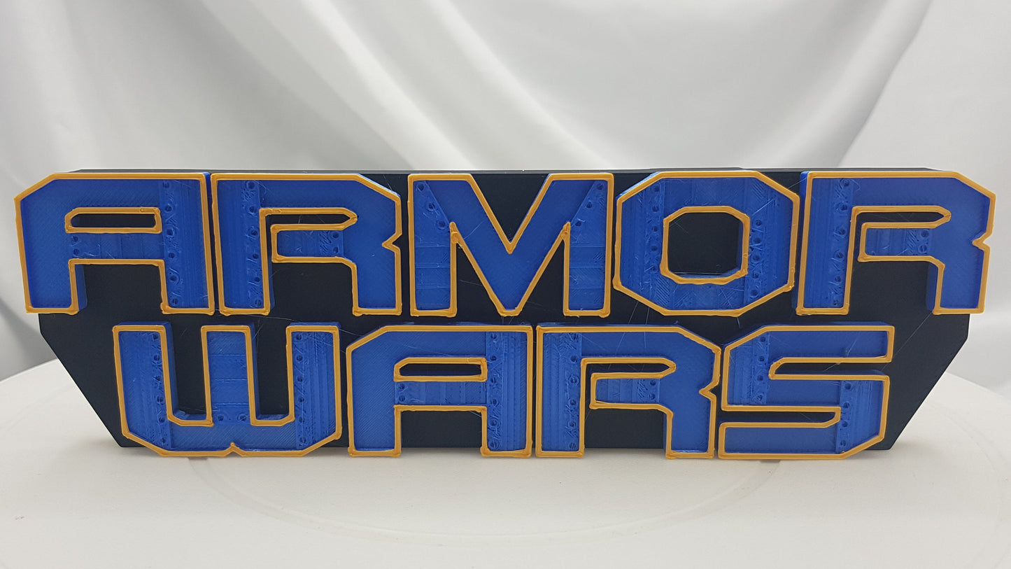 Armor Wars  - 3D printed logo for desk or wall mount.
