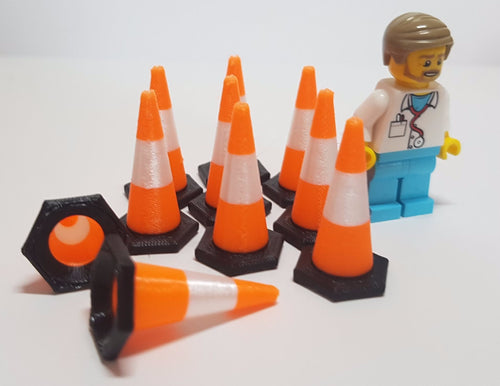 Traffic cones 1:32nd scale 30mm tall 3D printed