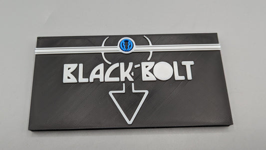 black bolt logo on a black background
