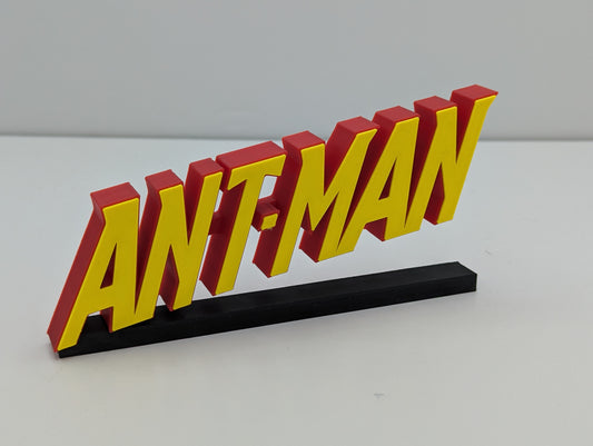Ant-Man (slanted) - 3D printed logo, desk or wall mounted.
