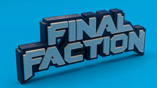 3D text 'FINAL FACTION' on a blue background