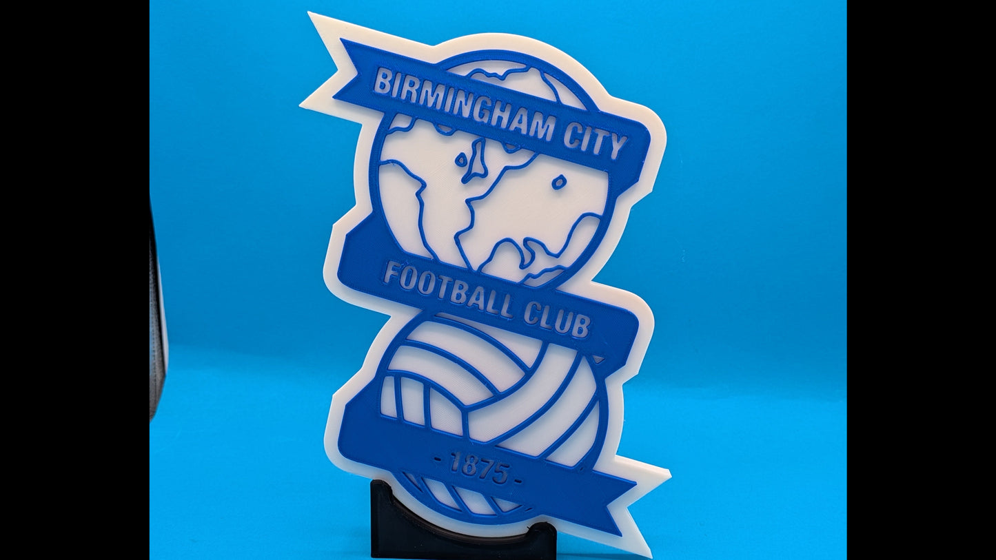 Birmingham City Football Club logo on a blue background