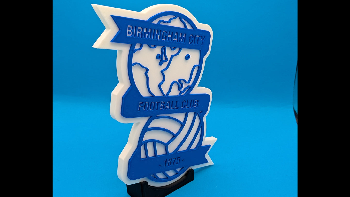 Blue and white logo on a blue background