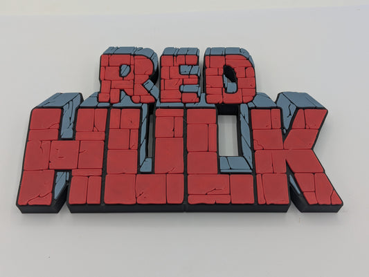 Red HULK - 3D printed logo, desk or wall mounted.