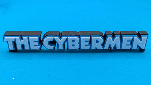  'THE CYBERMEN' text on a blue background