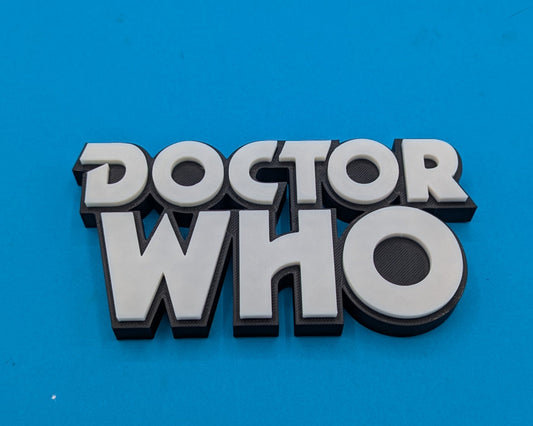 Doctor Who logo on a blue background