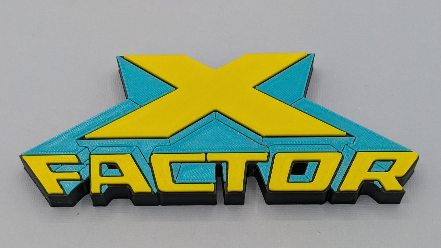 X-Factor - 3D printed logo, desk or wall mounted.