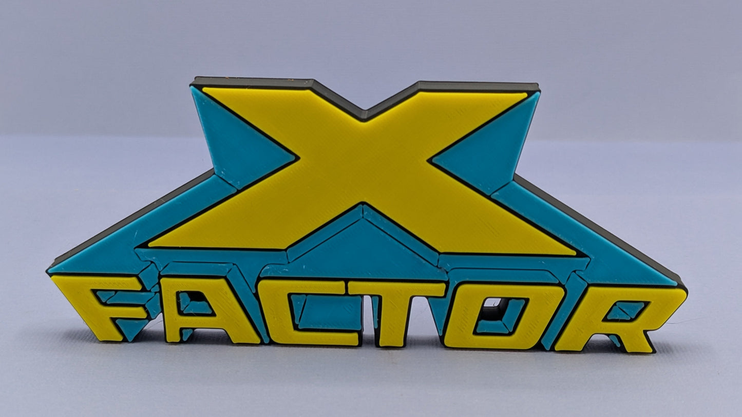 X-Factor - 3D printed logo, desk or wall mounted.