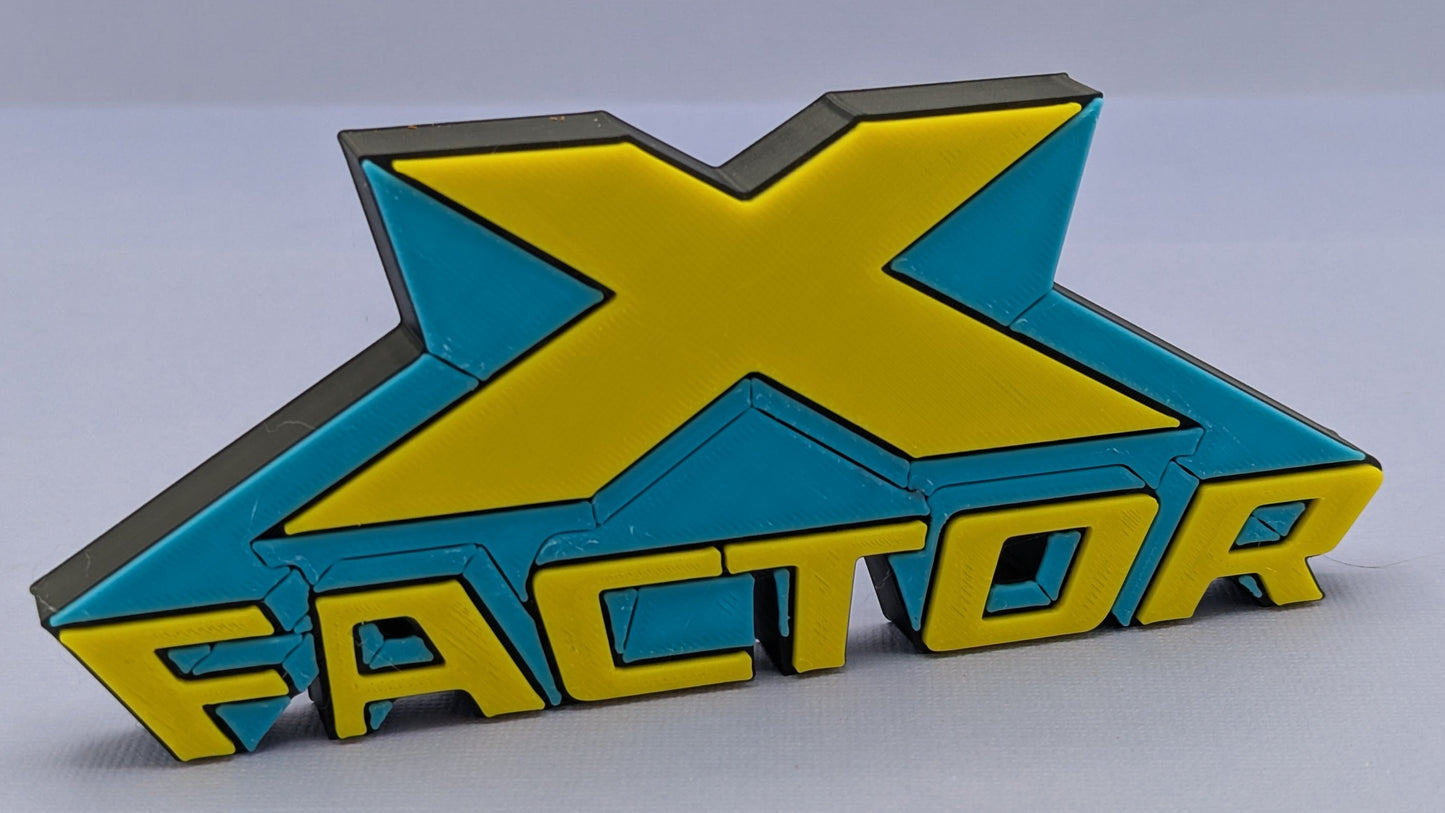 X-Factor - 3D printed logo, desk or wall mounted.