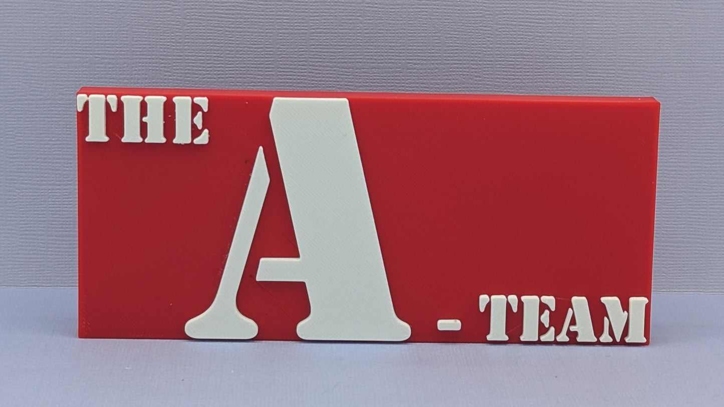 The A-Team (v3)  - 3D printed logo for desk or wall mount.