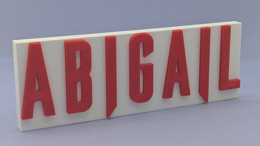 Abigail - 3D printed logo for desk or wall mount.