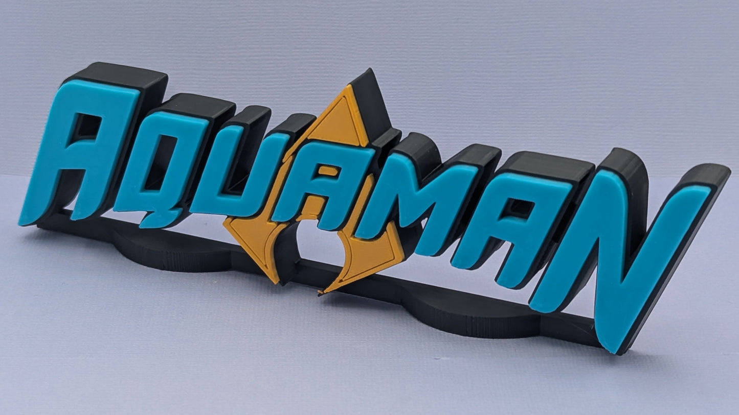 Aquaman - 3D printed logo, desk or wall mounted.