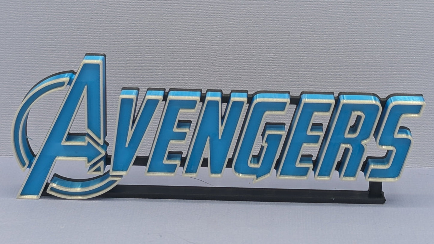 Avengers (modern) - 3D printed logo, desk or wall mounted.