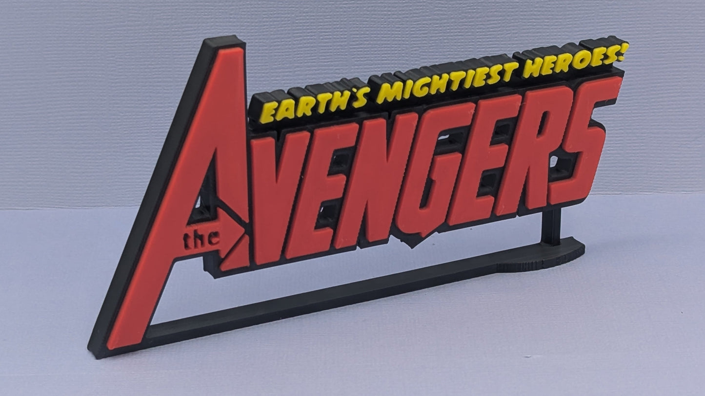 Avengers logo sign on a gray background