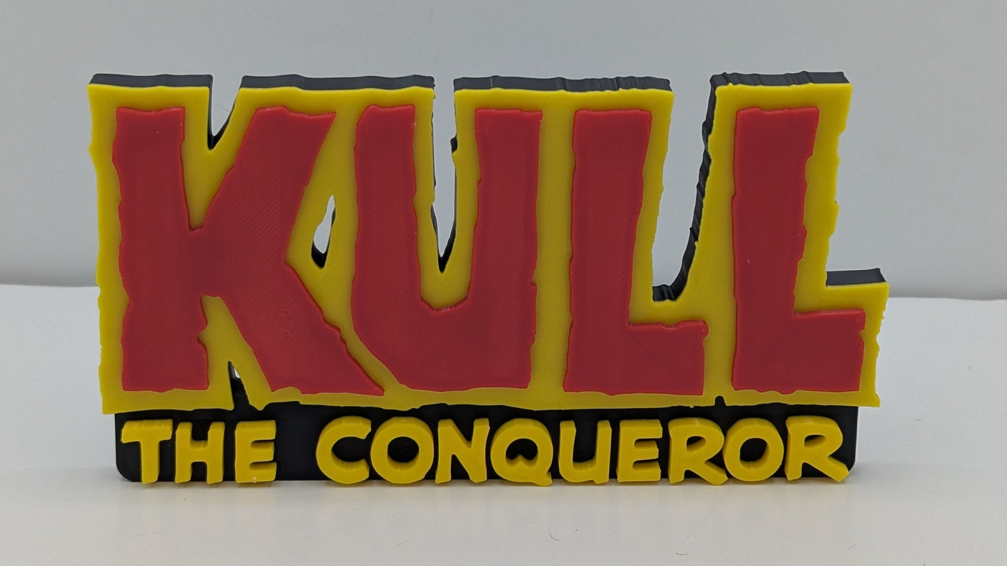Kull the conquerer on red and yellow on a black background