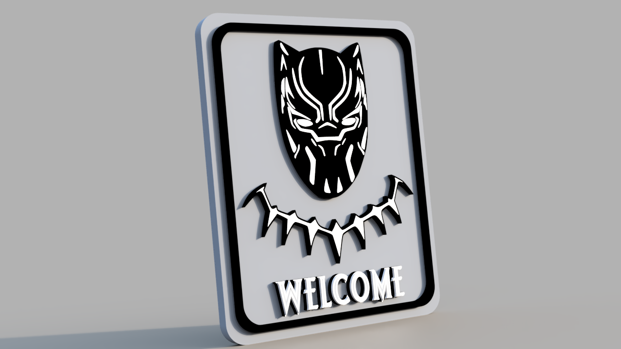 Black Panther "Welcome" sign. STL/3MF for 3d printing