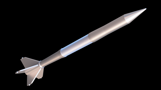 Model rocket 3bm-42 mango on a black background