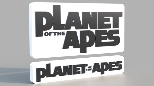 Planet of the Apes logo on a gray background