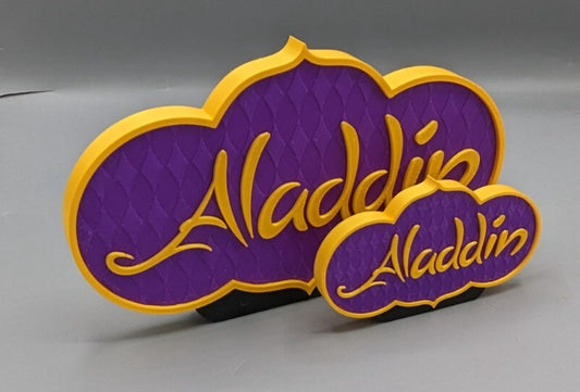 Aladdin - 200mm wide -3d Printed logo for desk or wall.*