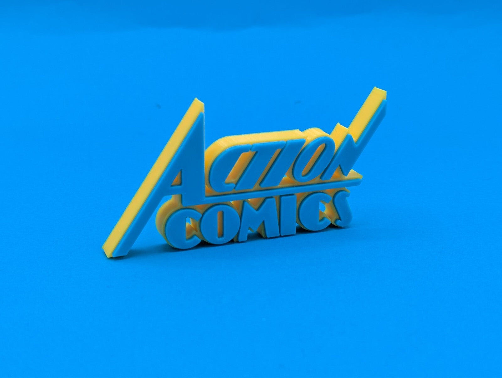 Action comics  - 3D printed logo for desk or wall mount. 250mm wide