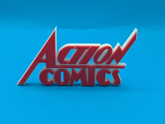 Action comics  - 3D printed logo for desk or wall mount. 250mm wide