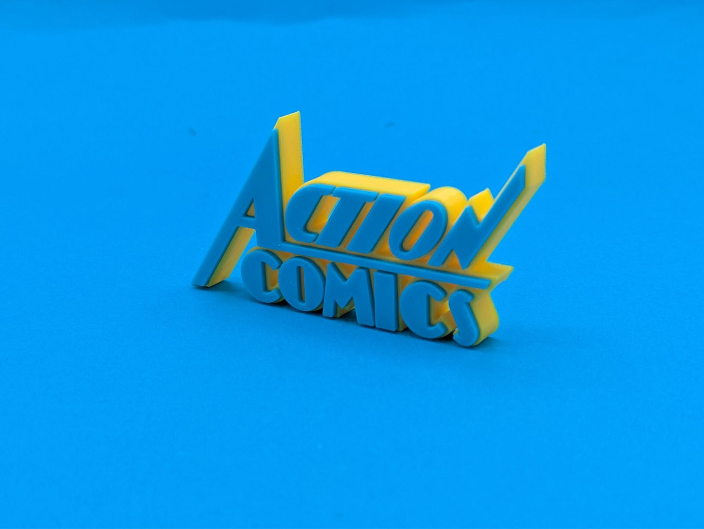 Action comics  - 3D printed logo for desk or wall mount. 250mm wide