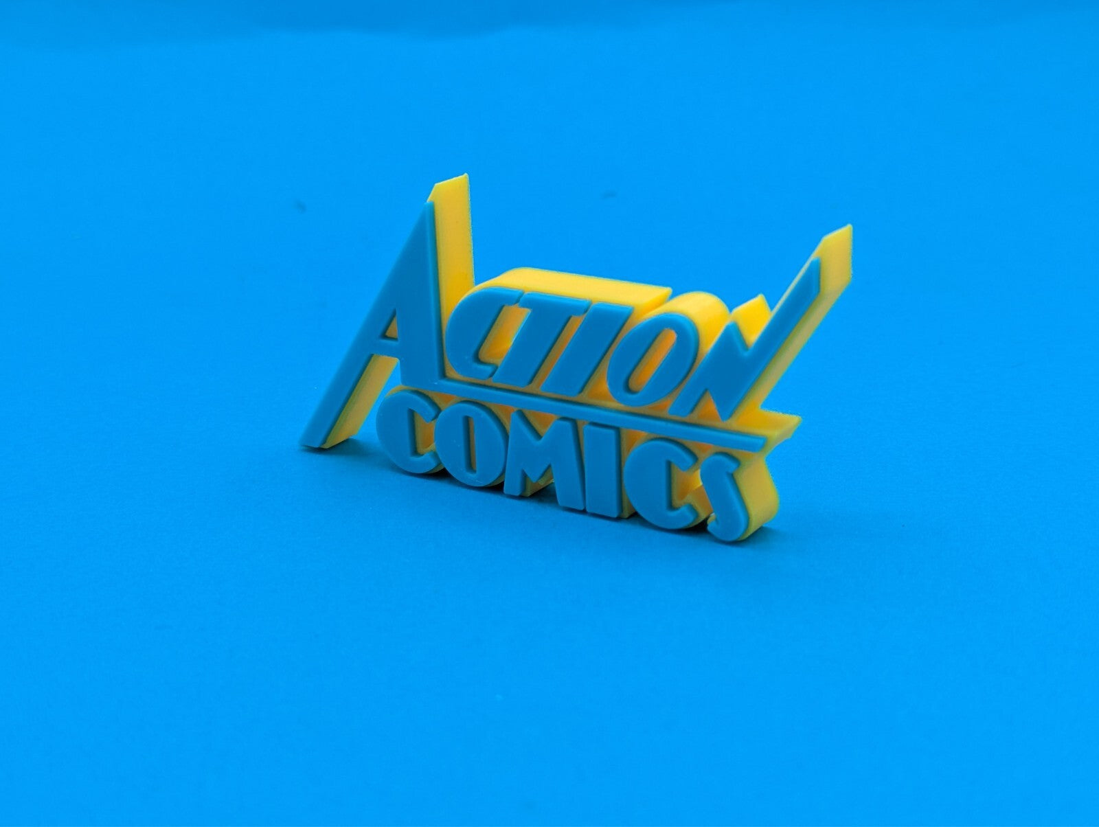 Action comics  - 3D printed logo for desk or wall mount. 250mm wide