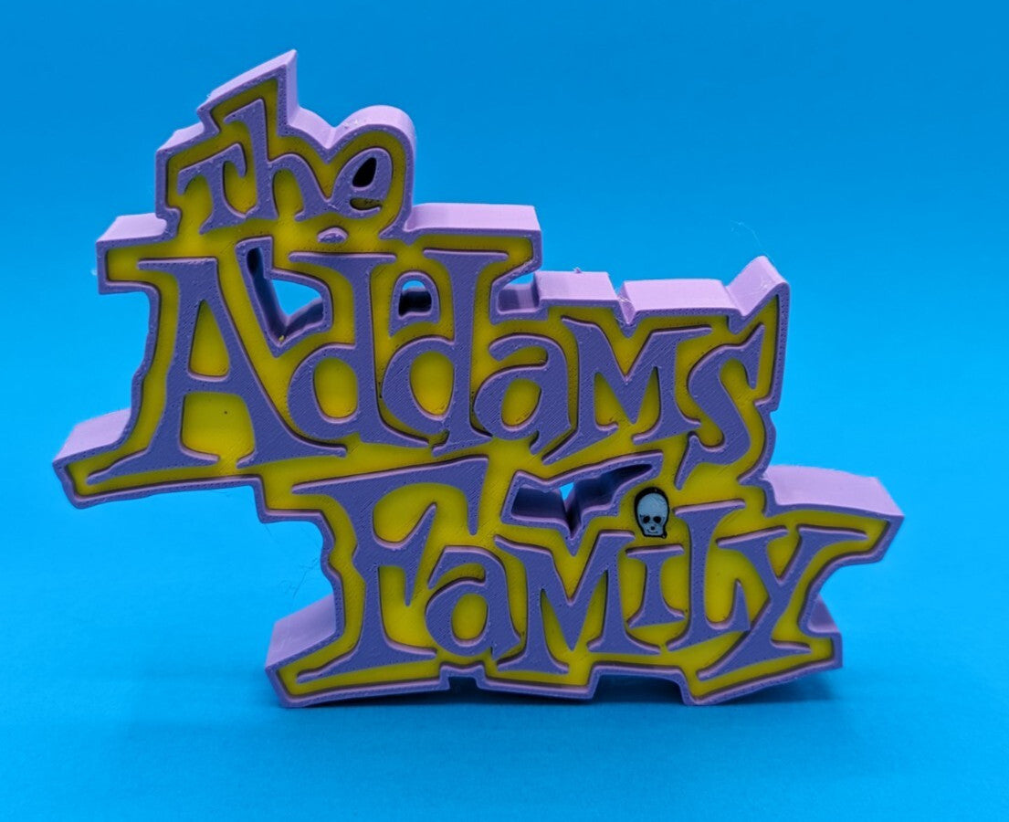 Addams Family (cartoon) - 150mm wide -3d Printed logo for desk or wall.* C1