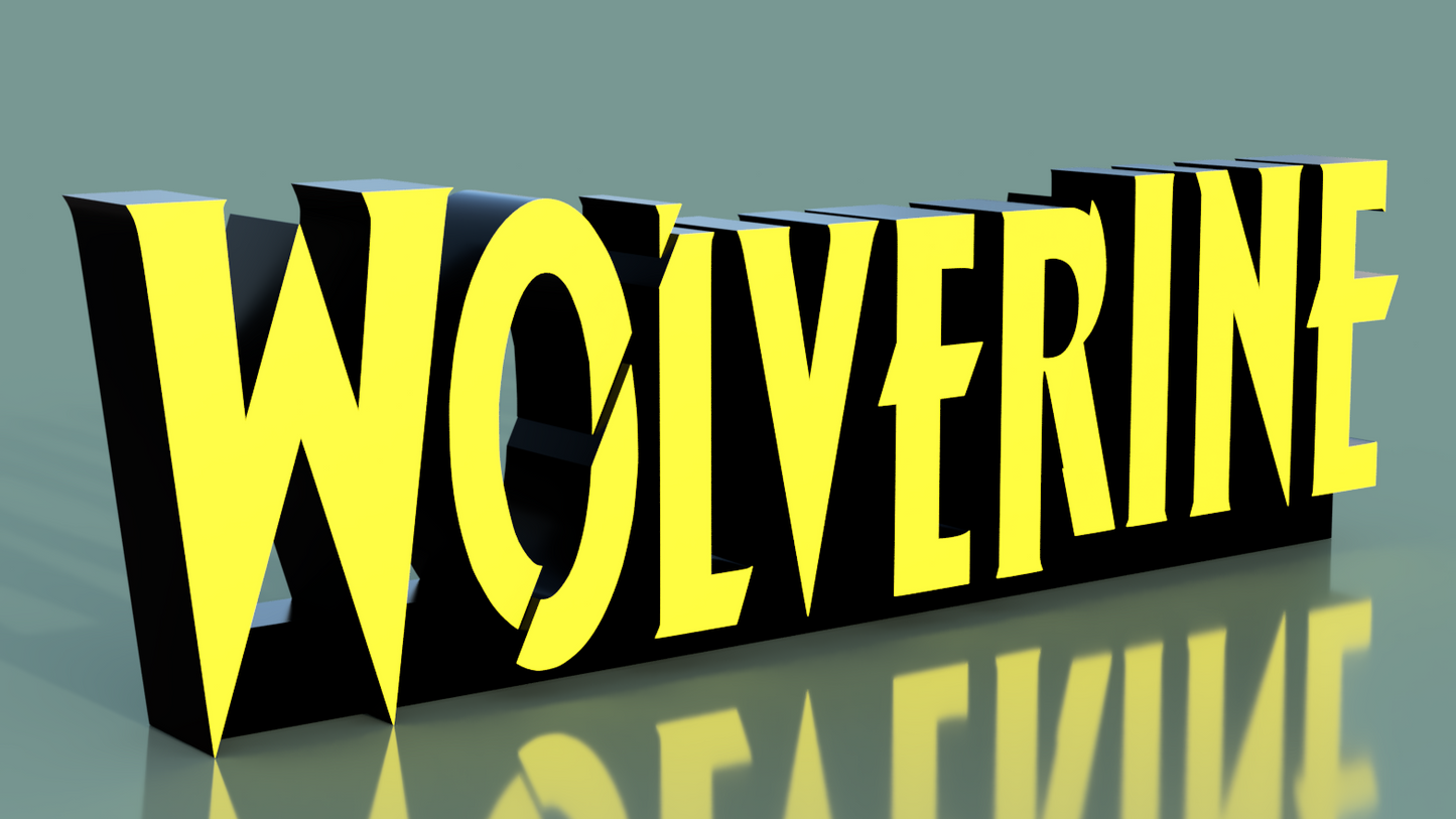 Yellow 'WOLVERINE' text on a black background